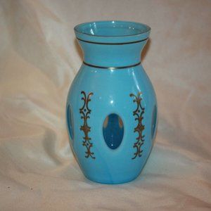 Czech Bohemian Blue Cased to Blue Glass Rare Vase LOT 4362  RARE